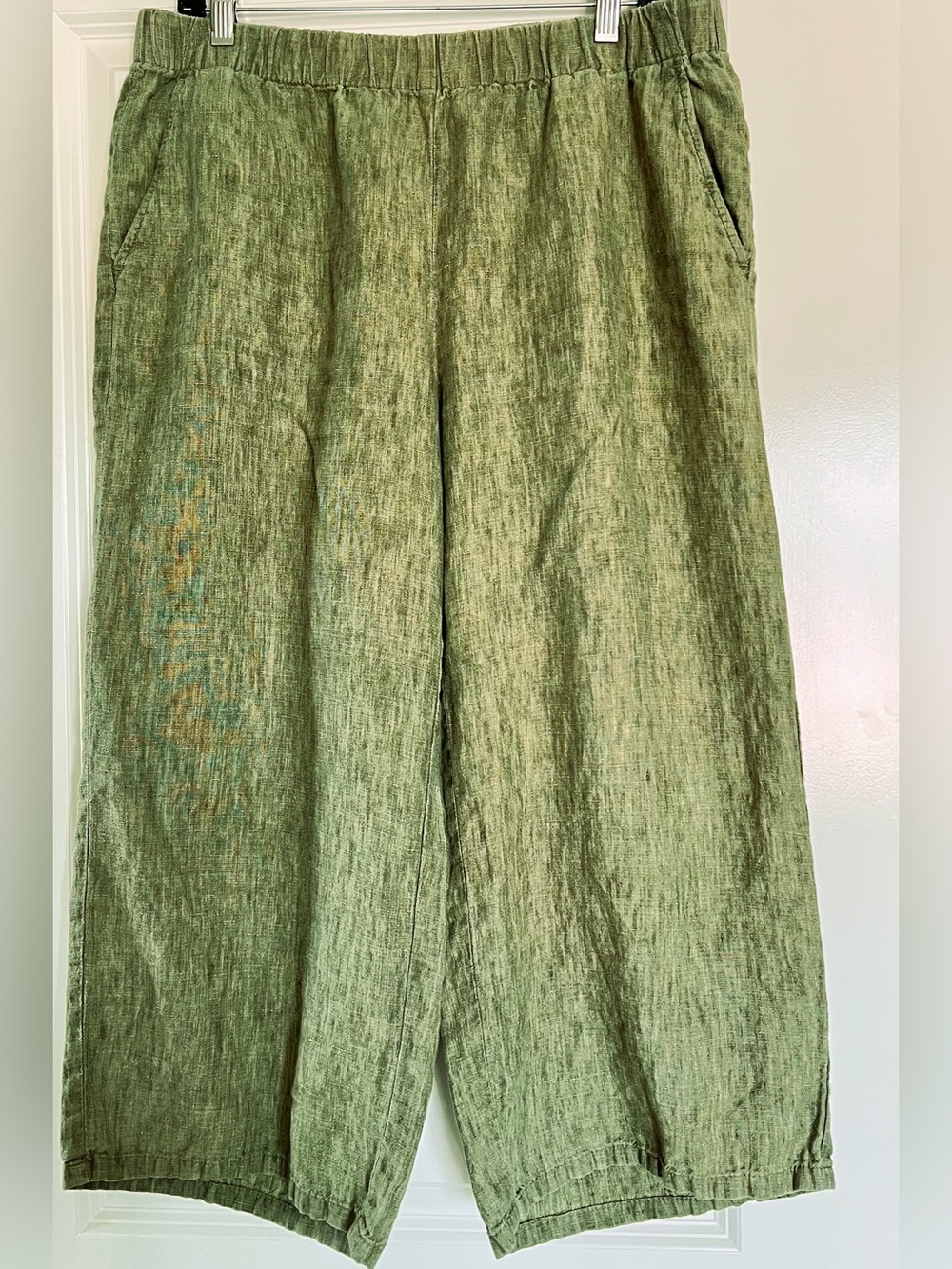Eileen Fisher organic Delave linen wide leg pants petite large coriander green